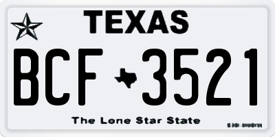 TX license plate BCF3521