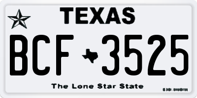 TX license plate BCF3525