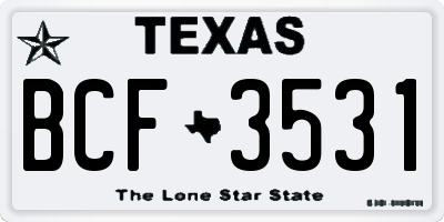 TX license plate BCF3531