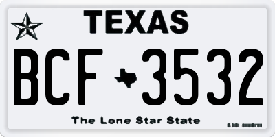 TX license plate BCF3532