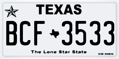 TX license plate BCF3533