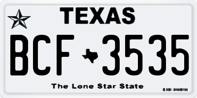 TX license plate BCF3535