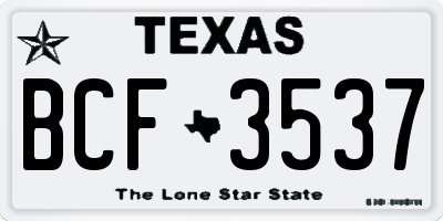 TX license plate BCF3537