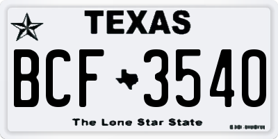 TX license plate BCF3540