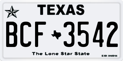 TX license plate BCF3542