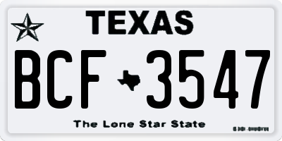 TX license plate BCF3547