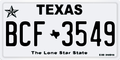 TX license plate BCF3549