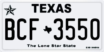 TX license plate BCF3550