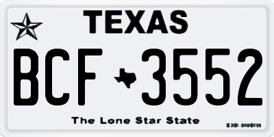TX license plate BCF3552