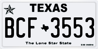 TX license plate BCF3553