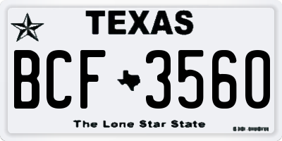 TX license plate BCF3560