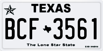 TX license plate BCF3561