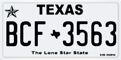 TX license plate BCF3563