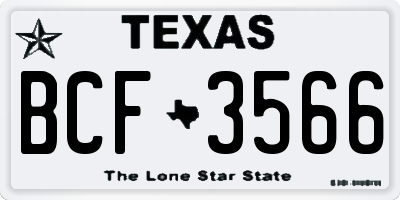 TX license plate BCF3566