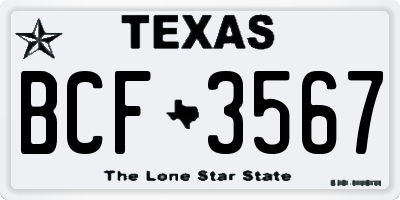 TX license plate BCF3567