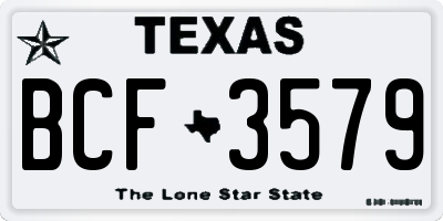 TX license plate BCF3579
