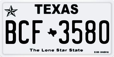 TX license plate BCF3580