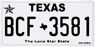 TX license plate BCF3581