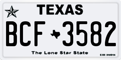 TX license plate BCF3582