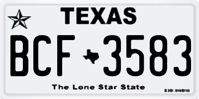 TX license plate BCF3583
