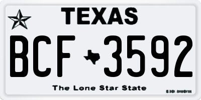 TX license plate BCF3592