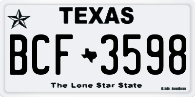 TX license plate BCF3598