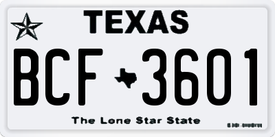 TX license plate BCF3601