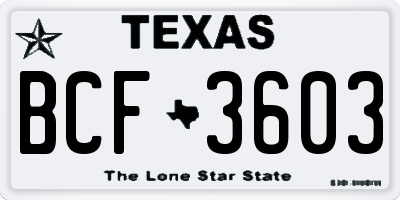 TX license plate BCF3603