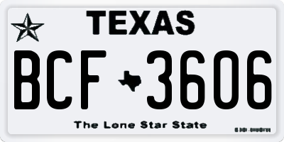 TX license plate BCF3606