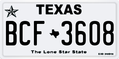 TX license plate BCF3608