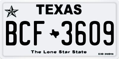 TX license plate BCF3609