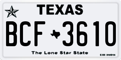 TX license plate BCF3610