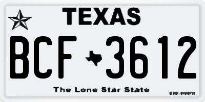 TX license plate BCF3612