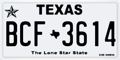 TX license plate BCF3614