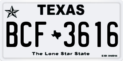 TX license plate BCF3616