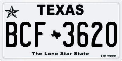 TX license plate BCF3620