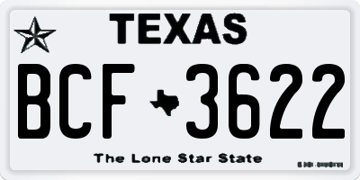 TX license plate BCF3622
