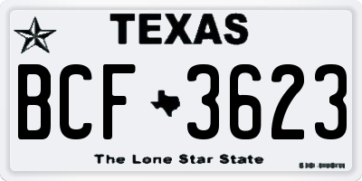 TX license plate BCF3623