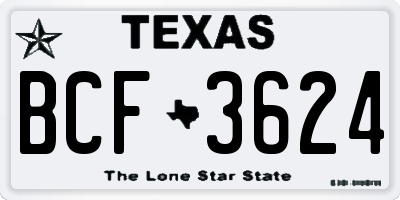TX license plate BCF3624