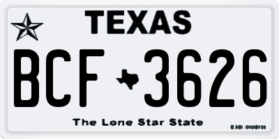 TX license plate BCF3626