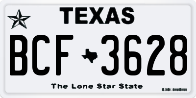TX license plate BCF3628