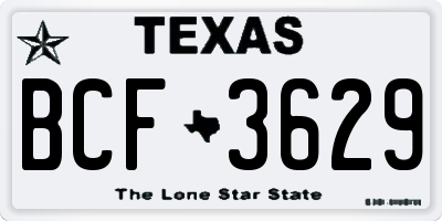 TX license plate BCF3629