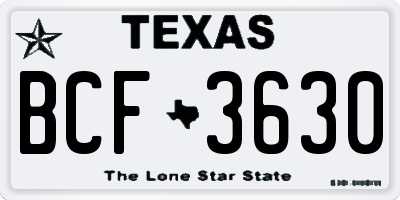 TX license plate BCF3630