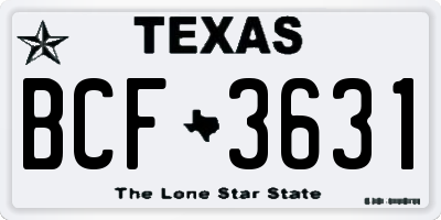 TX license plate BCF3631