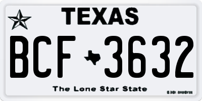 TX license plate BCF3632