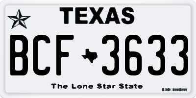 TX license plate BCF3633