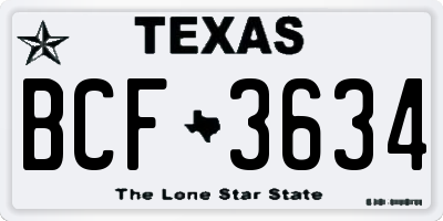 TX license plate BCF3634