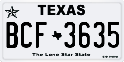 TX license plate BCF3635