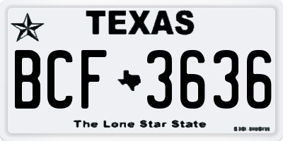 TX license plate BCF3636