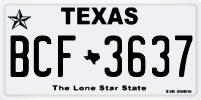 TX license plate BCF3637
